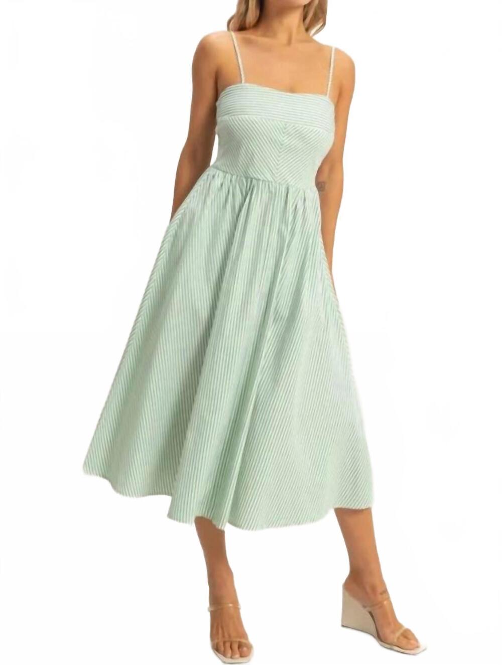 NEW HYFVE striped spaghetti strap dress in sage